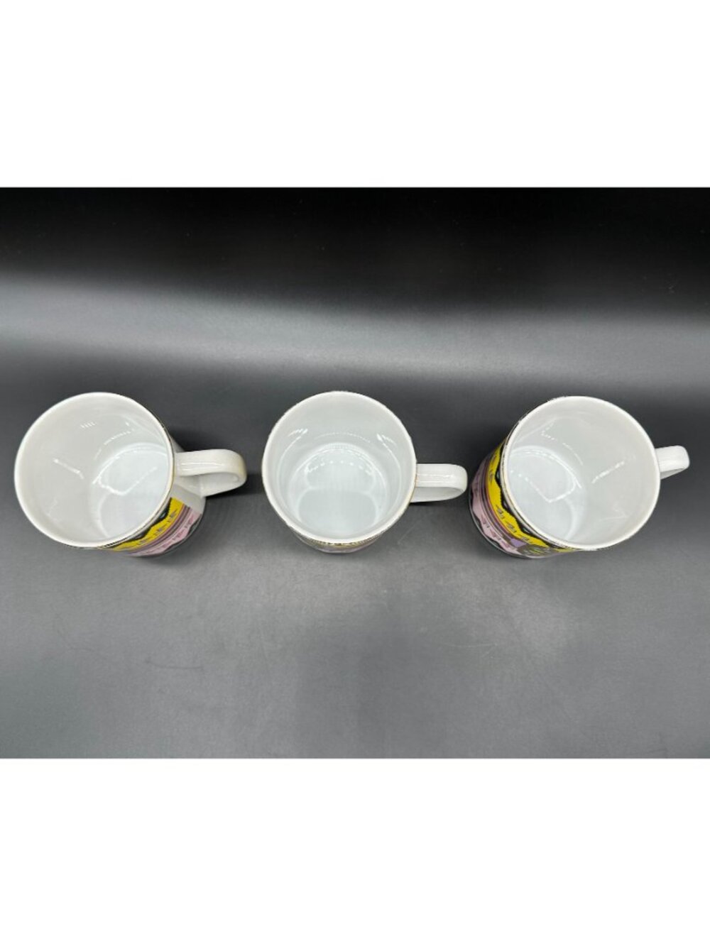 Vintage Mugs southwest Aztec Ceramic Japan Pink Yellow Purple Gold Cups Set of 3 - Picture 5 of 10